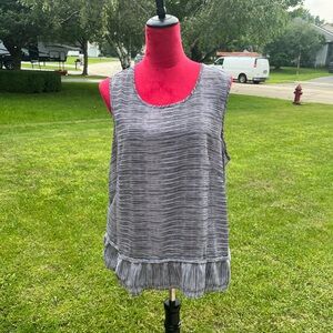 Elle Ruffle Hem Chiffon Top black & white stripes